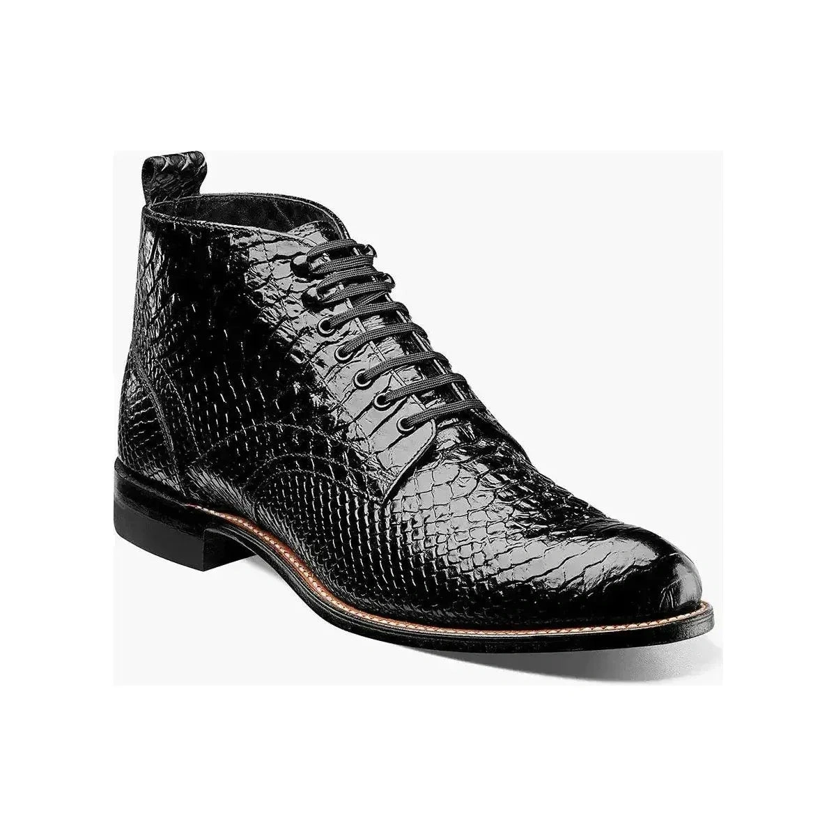 Stacy Adams Madison: Anaconda-Print-Boots, Black. Stilvoller High-Top-Lace-Up für mutige Typen!