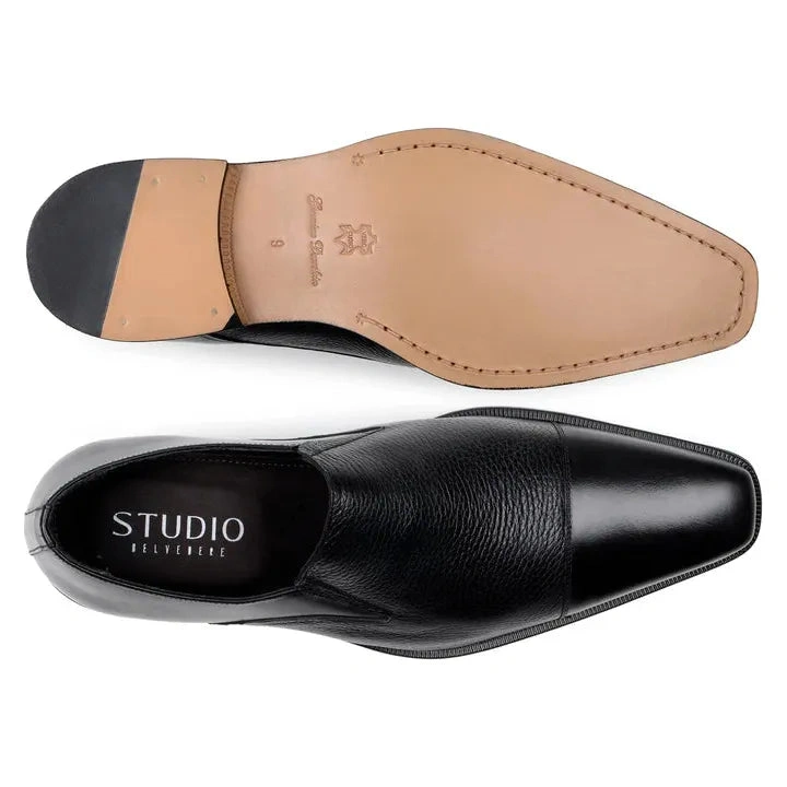 Belvedere ANDREO: Luxuriöse Deerledern Schuhe – Schwarze Eleganz für Herren.